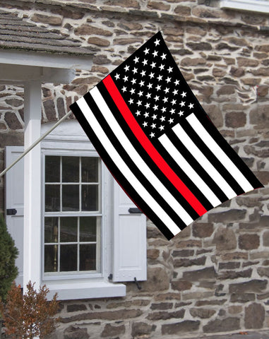 American Flag with Thin Red Line Design House Flag