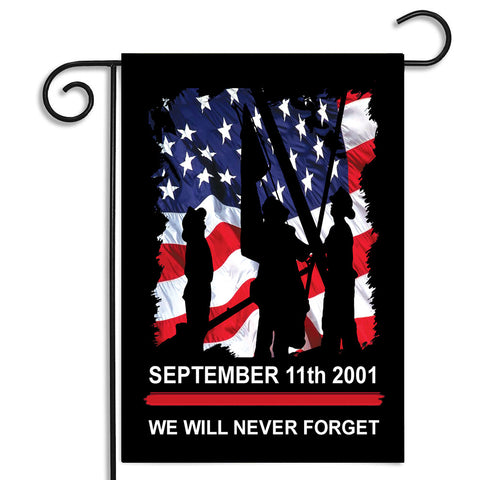 Sept. 11th 2001 Firefighter Memorial We Will Never Forget Nylon Garden Apartment Flag