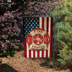 Double Sided Firefighter Maltese Cross American Flag Garden Flag