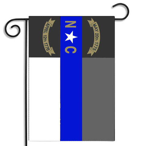 Subdued North Carolina State Flag Thin Blue Line Law Enforcement Nylon Garden Apartment Flag
