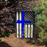Double Sided Thin Blue Line Blessed Are the Peacekeepers Cross Law Enforcement Garden Flag