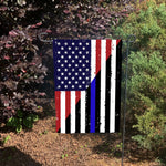 Red White and Blue and Black Thin Blue Line American Flag Garden Flag