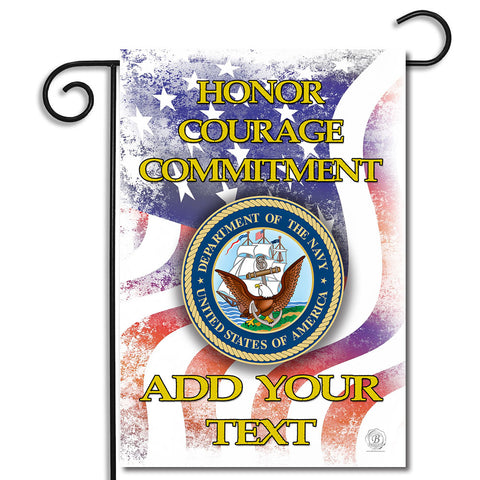 Personalized United States Navy Honor Courage Commitment Pride Garden Flag