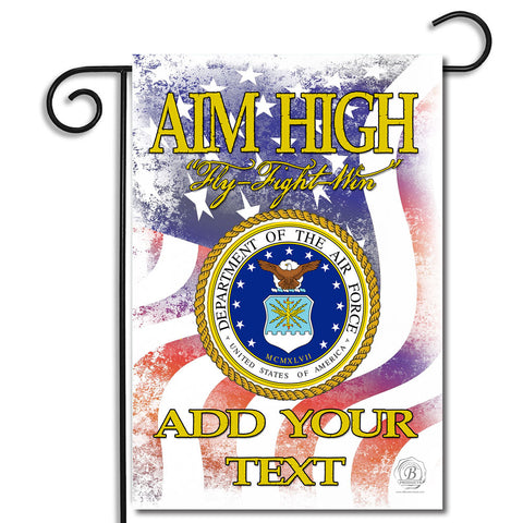 Double Sided Personalized United States Air Force Aim High Fly Fight Win Garden Flag