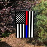 Thin Red Line Thin Blue Line Law Enforcement Firefighter Garden Flag