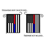 Thin Red Line Thin Blue Line Law Enforcement Firefighter Garden Flag