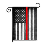 Double Sided American Flag Firefighters Thin Red Line Garden Flag