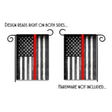 Double Sided American Flag Firefighters Thin Red Line Garden Flag