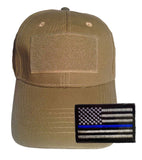 Blue Line American Flag Loop and Hook Patch Cotton Twill Cap