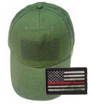 Tactical Cap with Velcro Includes A Thin Red Line American Flag Patch