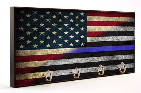 Thin Blue Line Red, White and Blue American Flag Key Hanger