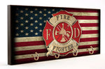 Centered Maltese Cross Distressed American Flag Key Hanger