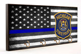 Thin Blue Line Michigan State Police Key Hanger