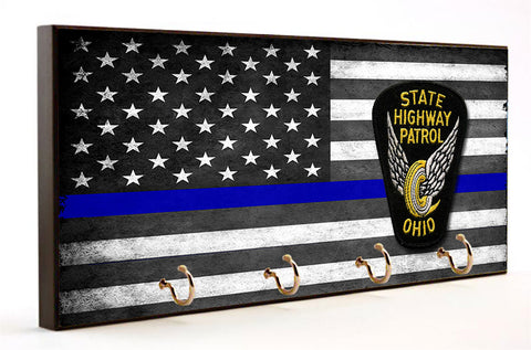 Thin Blue Line Ohio State Highway Patrol Key Hanger