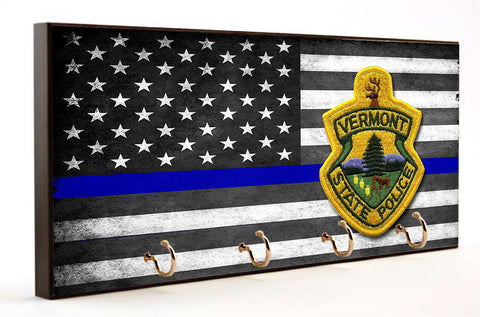 Thin Blue Line Vermont State Police Key Hanger