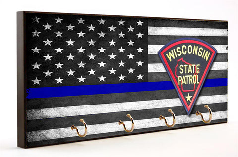 Thin Blue Line Wisconsin State Patrol Key Hanger