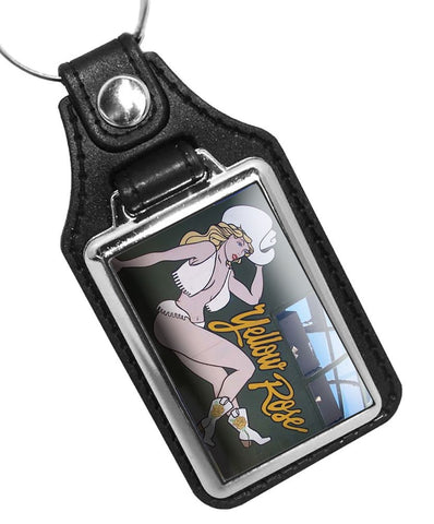 United States Air Force Nose Art Yellow Rose Faux Leather Key Ring