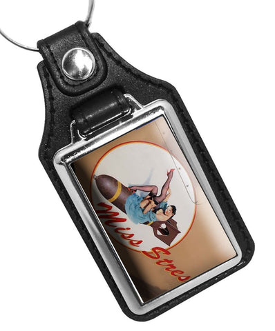 United States Air Force Nose Art Miss Stress Faux Leather Key Ring