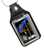 Thin Blue Line Put On The Whole Armor of God Faux Leather Key Ring