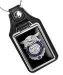 North Carolina State Highway Patrol Trooper Badge Design Faux Leather Key Ring