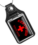 Certified Rescue Diver Red Cross Emblem Faux Leather Key Ring