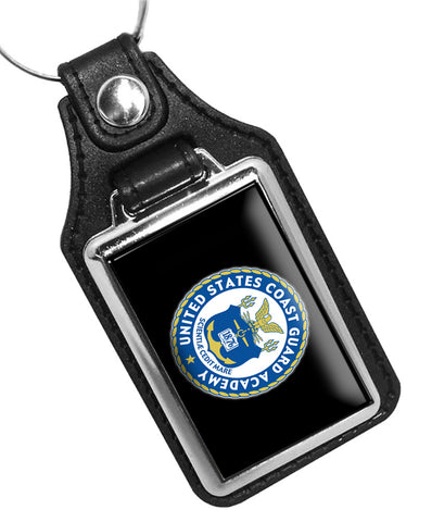 United States Coast Guard Academy Emblem Faux Leather Key Ring