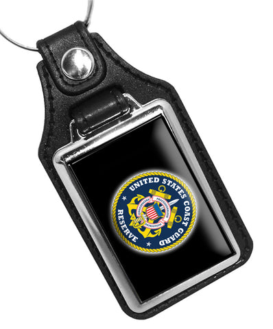 United States Coast Guard Reserve Emblem Faux Leather Key Ring
