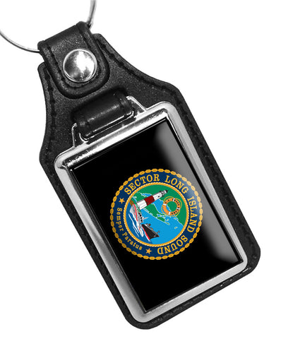 United States Coast Guard Sector Long Island Sound Emblem Faux Leather Key Ring