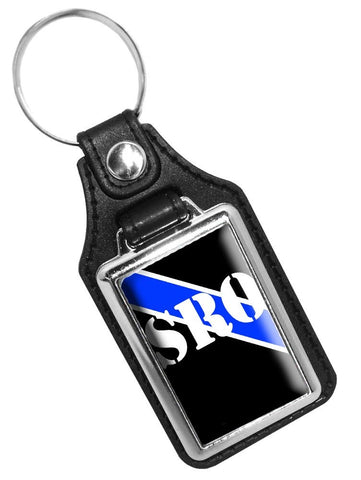 Thin Blue Line Body School Resource Officer SRO Police Sheriff Faux Leather Key Ring