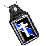 Police Chaplain Key Chain Thin Blue Line Christian Cross
