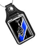 Police Sheriff Thin Blue Line Helicopter Aviation Patrol Design Faux Leather Key Ring