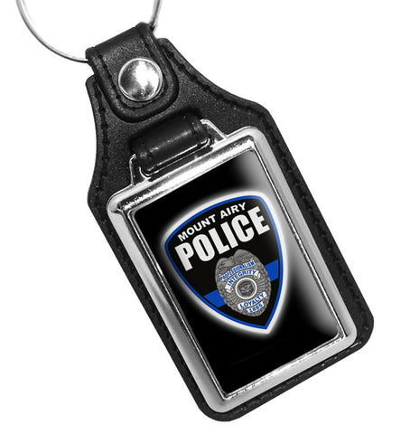 Mount Airy North Carolina Police Professionalism Integrity Pride Faux Leather Key Ring