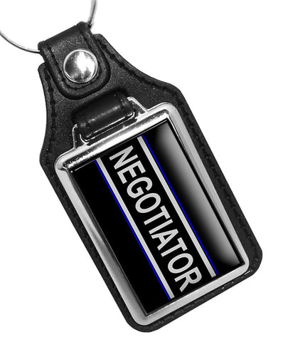 Police Sheriff Law Enforcement Negotiator Design Faux Leather Key Ring