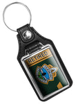 Vermont State Police Door Emblem Retired Design Faux Leather Key Ring