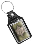 Vintage Indian Police Wind River Wyoming Badge Design Faux Leather Key Ring