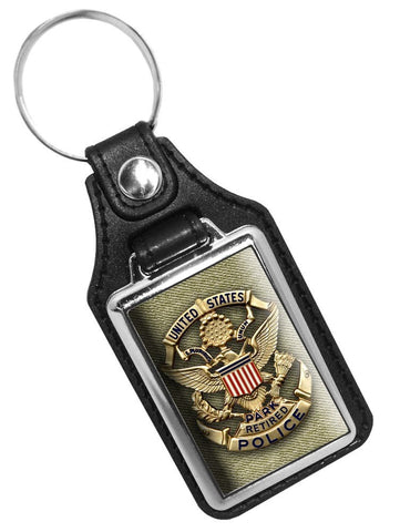 United States Park Police Retired Badge Design Faux Leather Key Ring