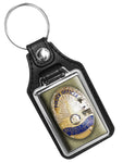 Beverly Hills California Police Officer Badge Design Faux Leather Key Ring
