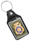 City of Beverly Hill Chief of Police Badge Design Faux Leather Key Ring