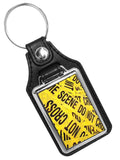 Police Sheriff Crime Scene Do Not Cross  CIS Forensics Faux Leather Key Ring