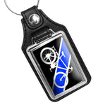 Police Sheriff Thin Blue Line Bicycle Patrol Unit Faux Leather Key Ring