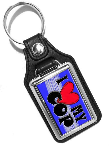 Police Key Chain with I Love My Cop Design