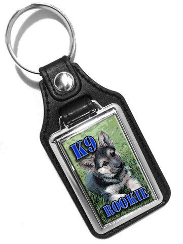 K9 Canine Puppy K9 Rookie Police Sheriff Faux Leather Key Ring