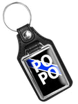 Here Come the PO PO Thin Blue Line Police Faux Leather Key Ring