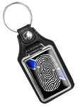 Crime Scene Investigator Fingerprint Thin Blue Line Police Faux Leather Key Ring
