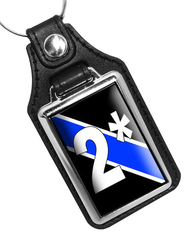 Canine K9 Dog Unit Two Ass To Risk 2* Thin Blue Line Police Faux Leather Key Ring