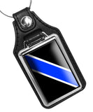 Thin Blue Line Police Sheriff Faux Leather Key Ring