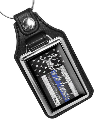 Blessed Are The Peacemakers Thin Blue Line Police Sheriff Faux Leather Key Ring