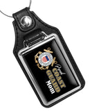 United States Coast Guard Proud Mom or Proud Dad Faux Leather Key Ring