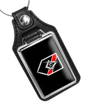 Firefighter Thin Red Line Mason Compass and Square Design Faux Leather Key Ring