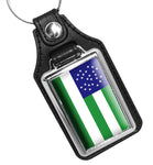 New York City Police Department Green White Department Flag Faux Leather Key Ring